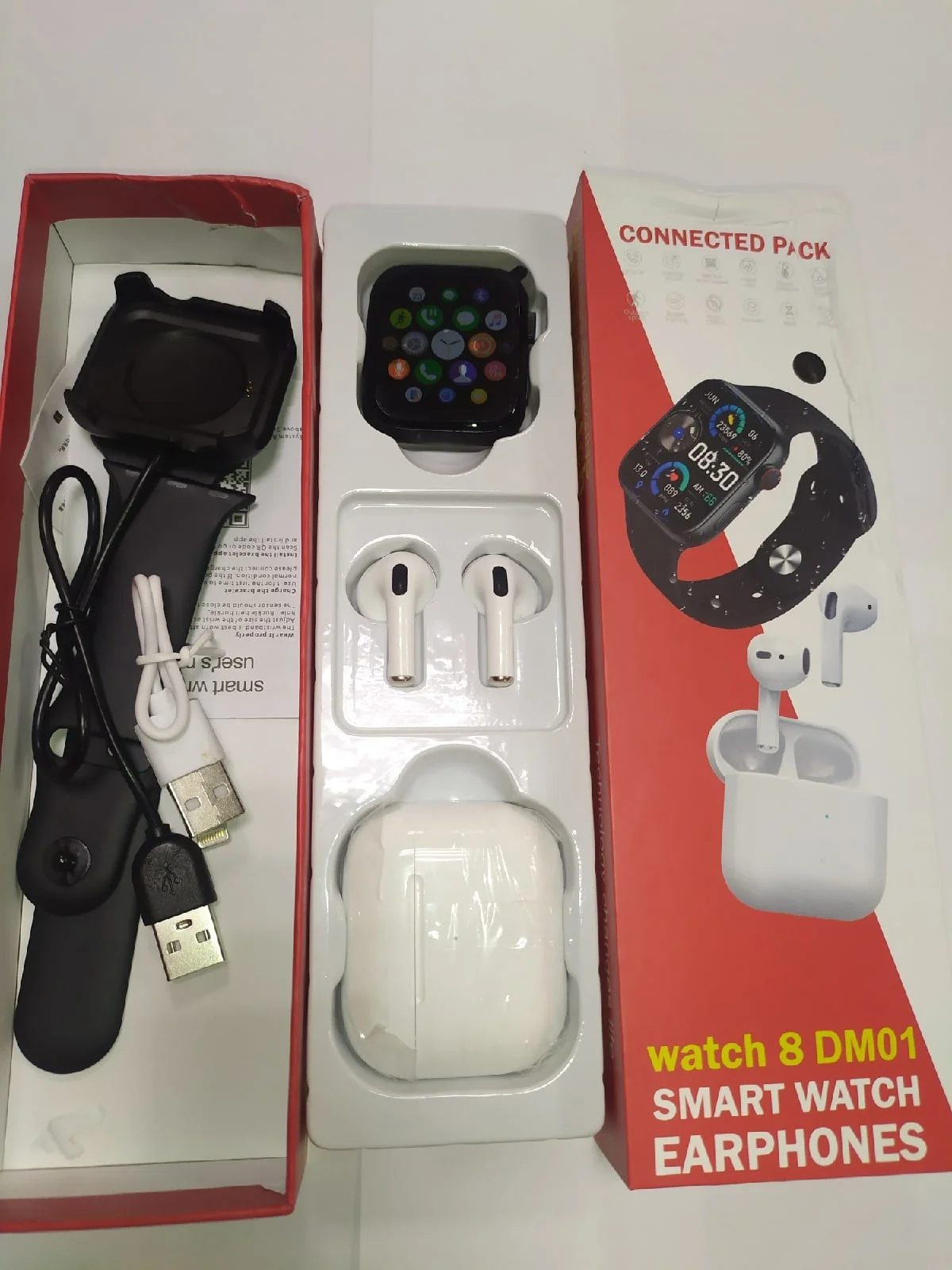 Черный умные часы Smart Watch 8 DM01, наушники в комплекте