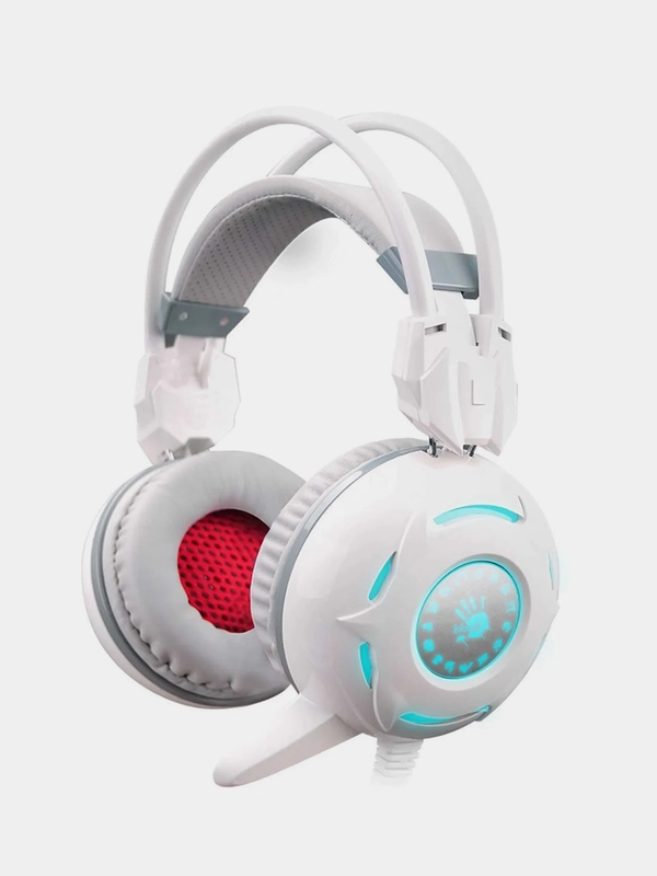 Игровые наушники A4Tech Bloody G300, с подсветкой и микрофоном, белые