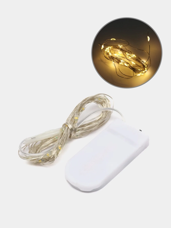 Светодиодная гибкая гирлянда 2-3 м на батарейках и USB, 20-30 диодов