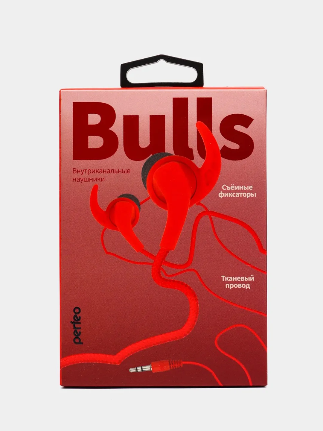 Красный наушники Perfeo BULLS внутриканальные, тканевый провод