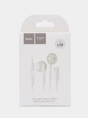 Наушники с микрофом вкладыши Hoco L10 Acoustic, Type-C разъём, длина 1.2 м