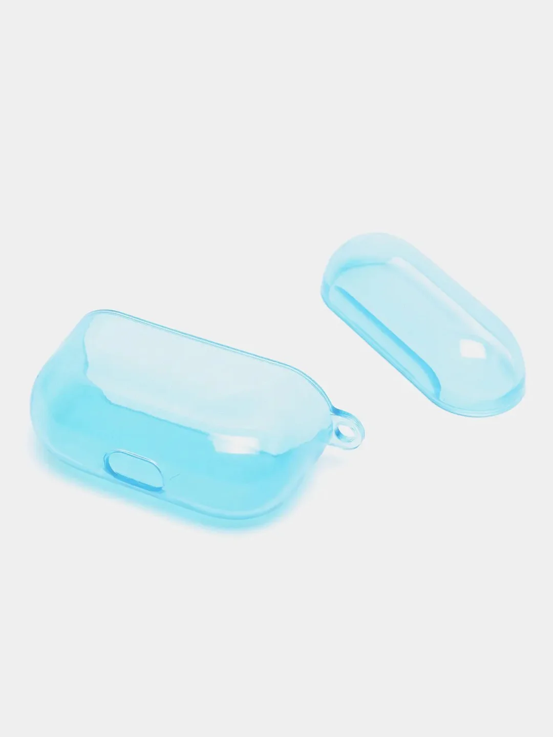 Голубой чехол для наушников Apple Airpods 1/2 Pro неоновый силиконовый прозрачный