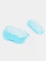 Голубой чехол для наушников Apple Airpods 1/2 Pro неоновый силиконовый прозрачный