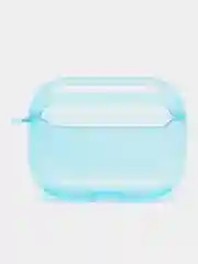 Голубой чехол для наушников Apple Airpods 1/2 Pro неоновый силиконовый прозрачный