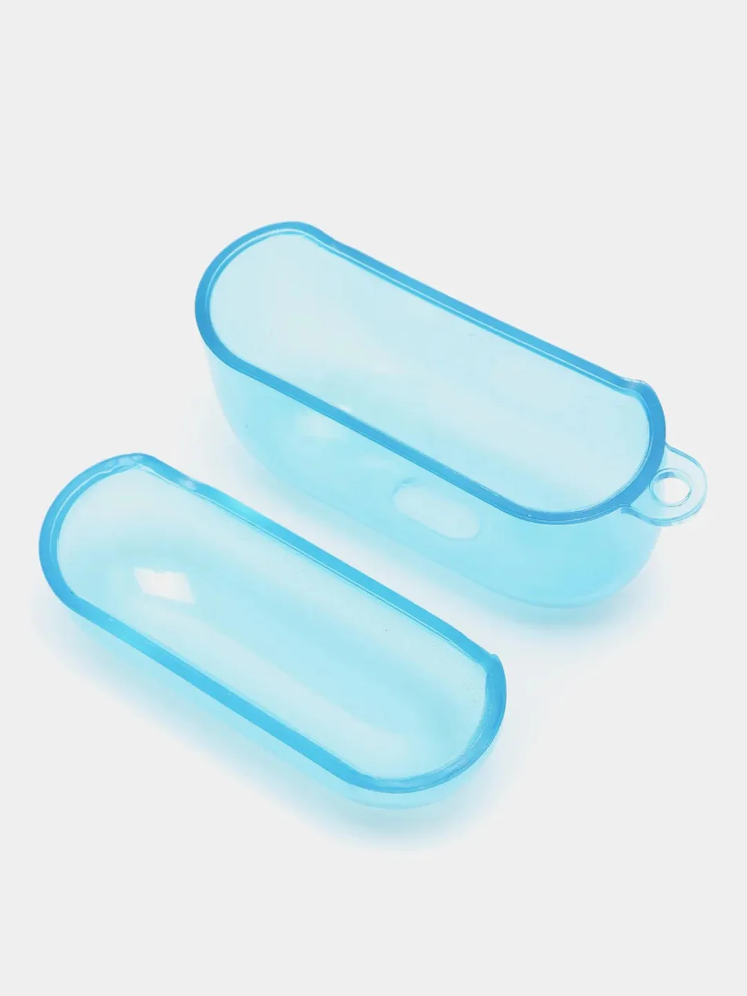 Голубой чехол для наушников Apple Airpods 1/2 Pro неоновый силиконовый прозрачный
