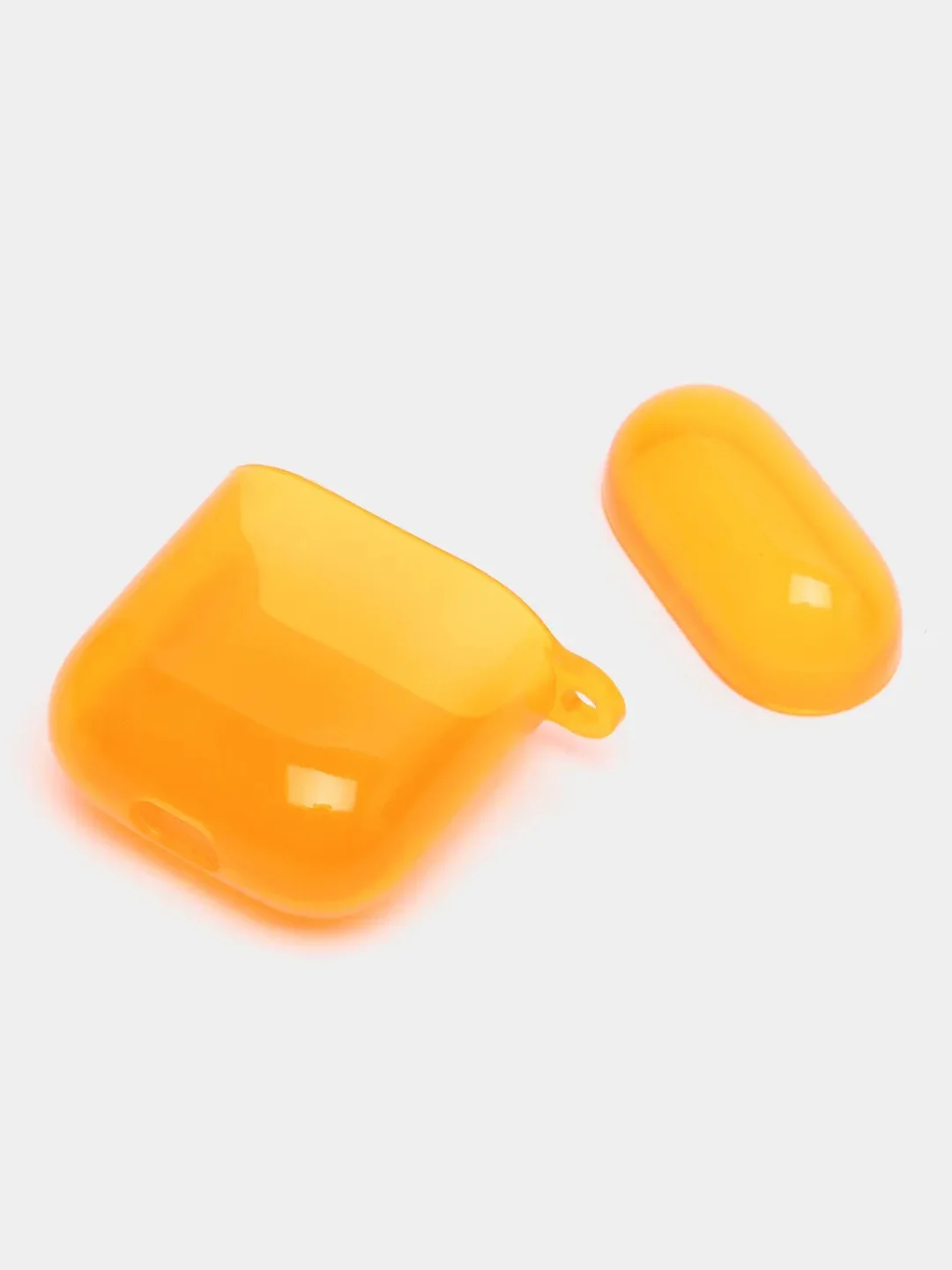 Оранжевый чехол для наушников Apple Airpods 1/2 Pro неоновый силиконовый прозрачный