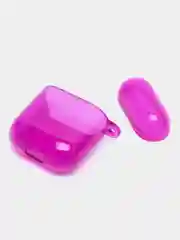Фиолетовый чехол для наушников Apple Airpods 1/2 Pro неоновый силиконовый прозрачный
