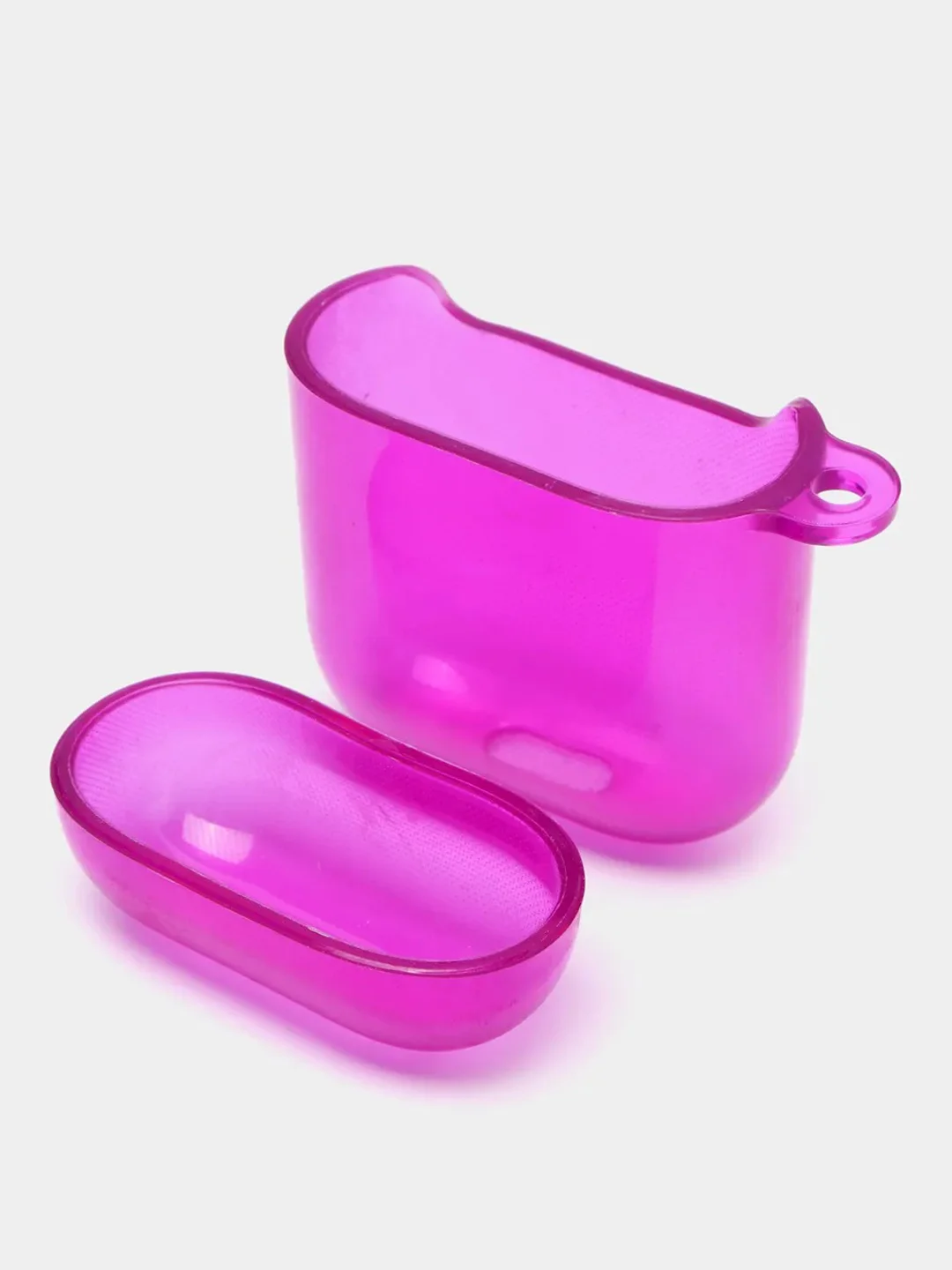 Фиолетовый чехол для наушников Apple Airpods 1/2 Pro неоновый силиконовый прозрачный