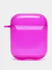 Фиолетовый чехол для наушников Apple Airpods 1/2 Pro неоновый силиконовый прозрачный