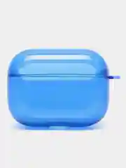 Синий чехол для наушников Apple Airpods 1/2 Pro неоновый силиконовый прозрачный