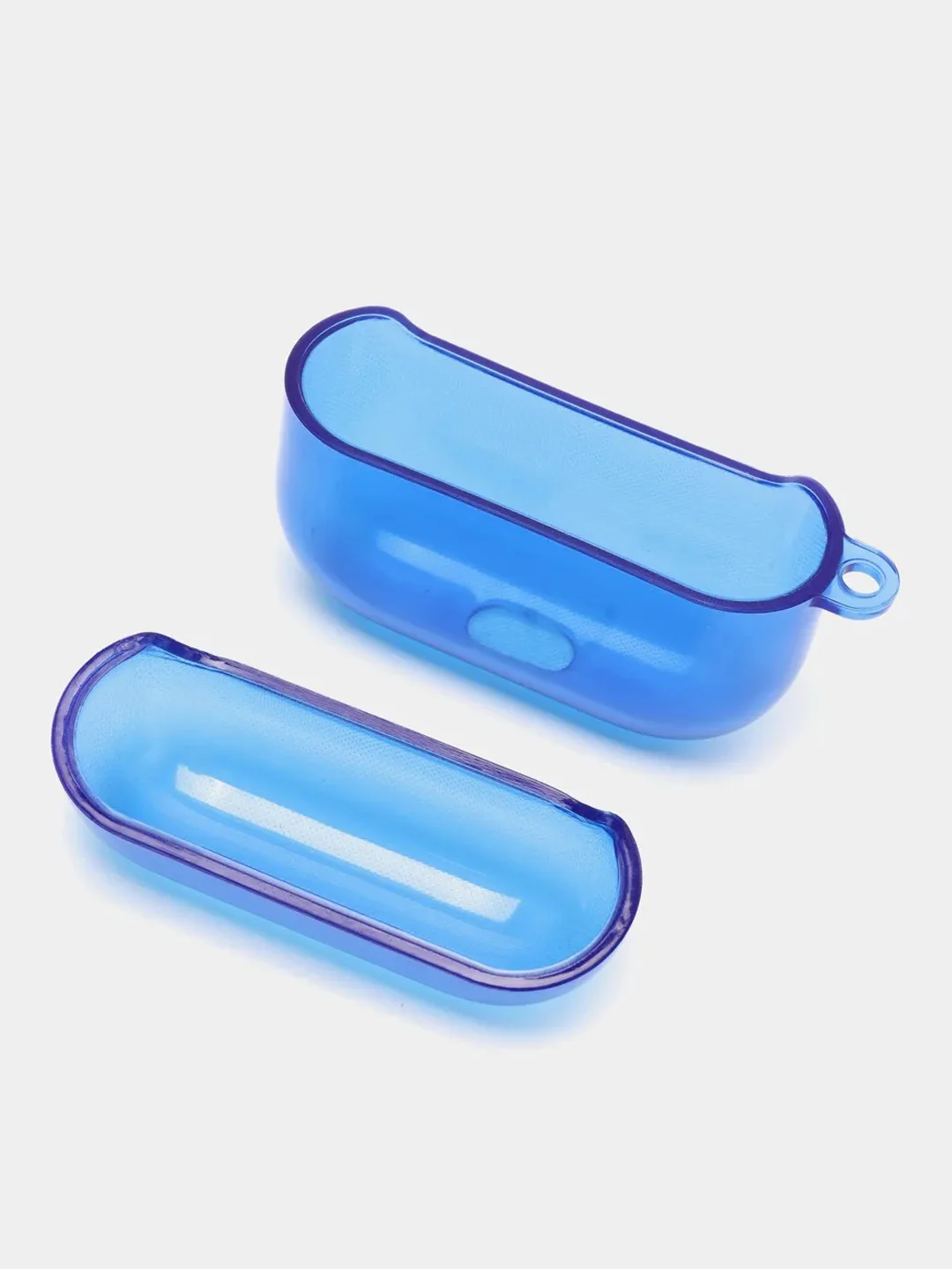 Синий чехол для наушников Apple Airpods 1/2 Pro неоновый силиконовый прозрачный
