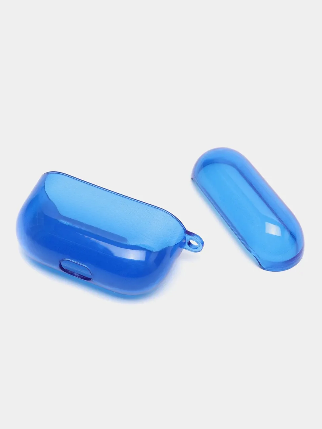 Синий чехол для наушников Apple Airpods 1/2 Pro неоновый силиконовый прозрачный