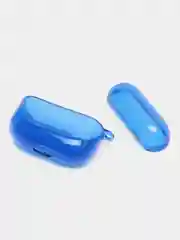 Синий чехол для наушников Apple Airpods 1/2 Pro неоновый силиконовый прозрачный