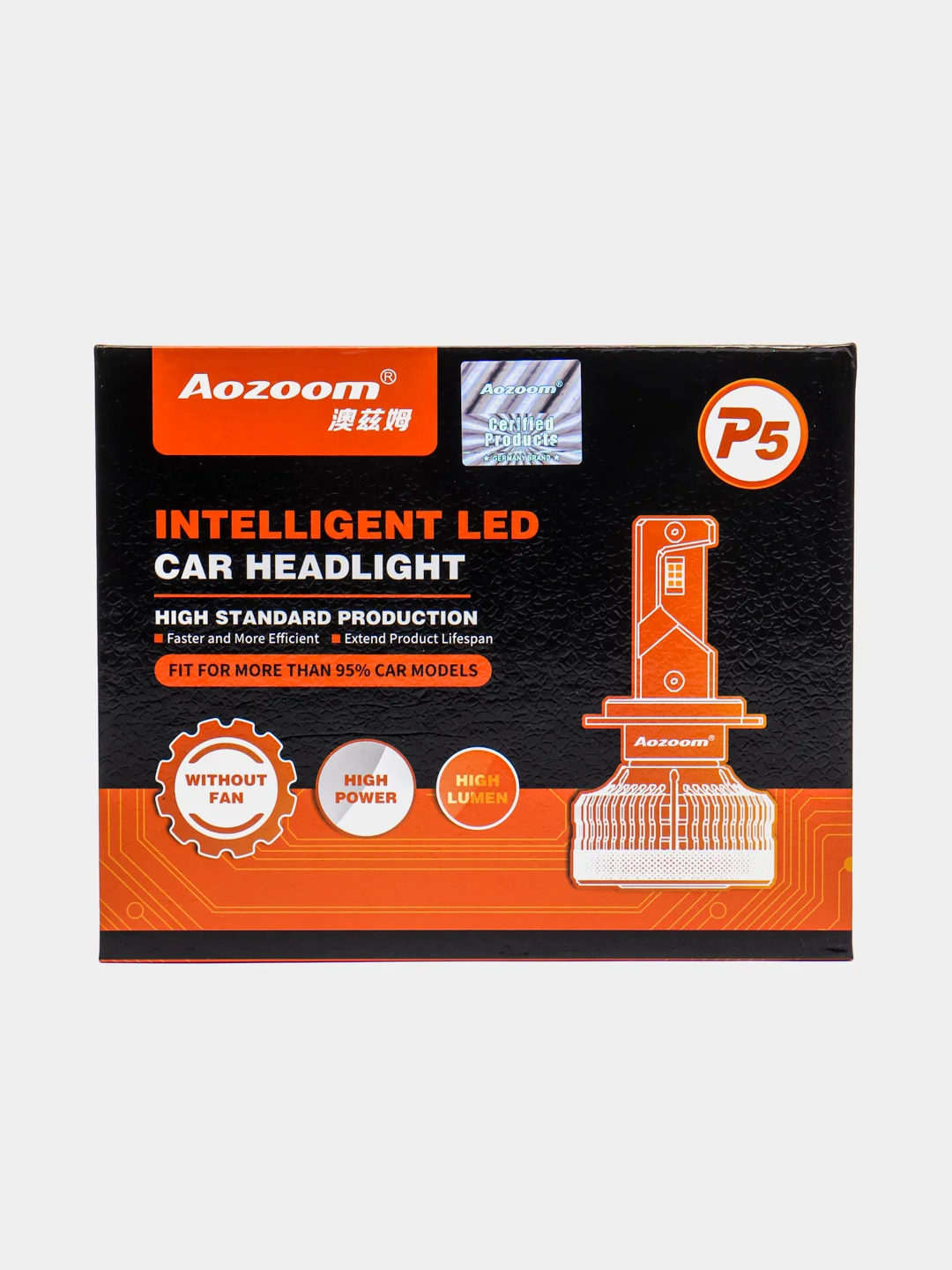 Светодиодные лампы AOZOOM P5 H4,Н7,Н11,НВ3(9005)/НВ4(9006) 6000K 12V, автомобильные, 2 шт