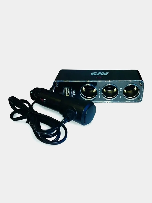 Разветвитель прикуривателя AVS 12/24, 3 выхода+USB, CS313U