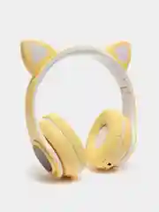 Желтый беспроводные bluetooth наушники, со светящимися ушками