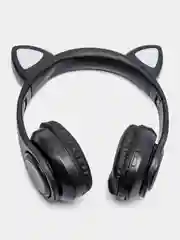 Черный беспроводные bluetooth наушники, со светящимися ушками