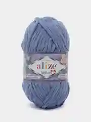 Синий меланж пряжа плюшевая Alize Velluto, 100% микрополиэстер, 100 г, 68 м