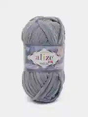 Серый металлик пряжа плюшевая Alize Velluto, 100% микрополиэстер, 100 г, 68 м