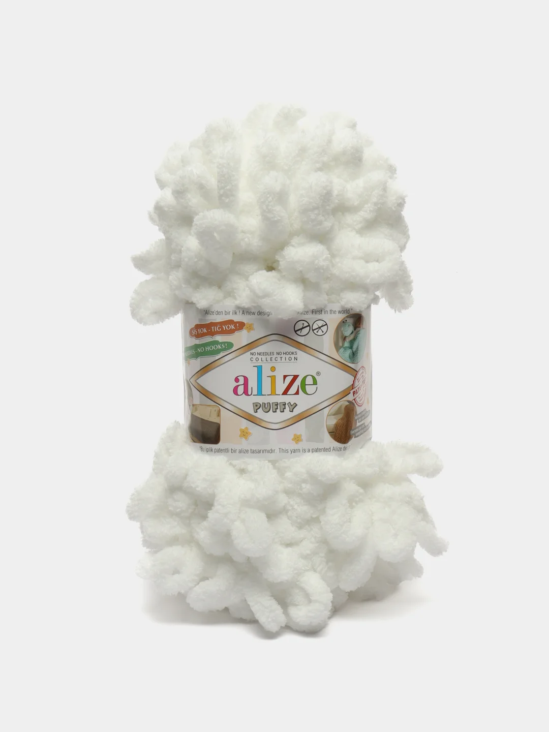 Белый пряжа с большими петельками Puffy Alize (Ализе Пуффи), разные цвета