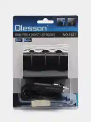 Разветвитель прикуривателя 120W OLESSON 1521 на 3 гнезда с LED подсветкой