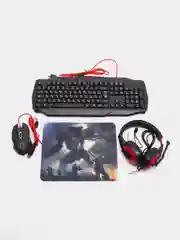 Черный комплект игровая клавиатура+мышь+наушники+коврик Defender Target MKP-350