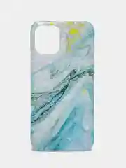 Голубой мраморный чехол для айфон iPhone 12 Mini, c попсокетом