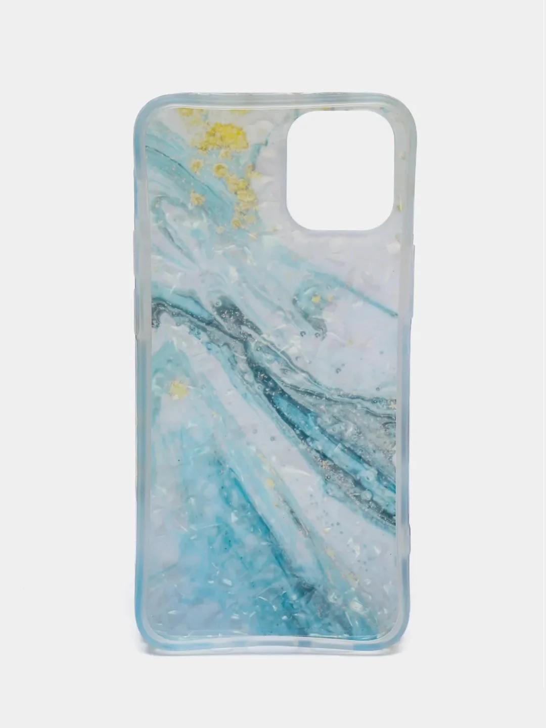 Голубой мраморный чехол для айфон iPhone 12 Mini, c попсокетом