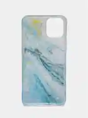 Голубой мраморный чехол для айфон iPhone 12 Mini, c попсокетом