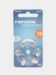 Батарейка Renata ZA13, A13, PR48 для слуховых аппаратов, 6 штук