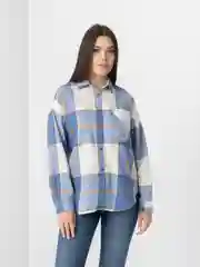 Голубой рубашка в клетку женская