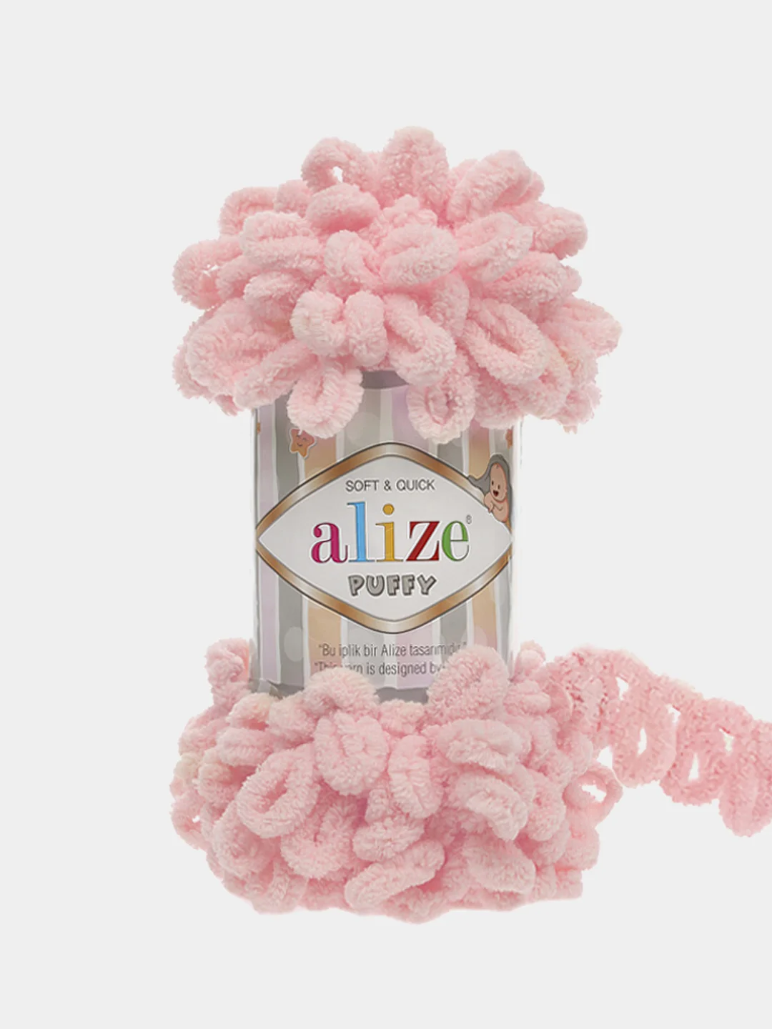 Коралловый меланж пряжа Alize Puffy, петельки, 5 штук, разные цвета