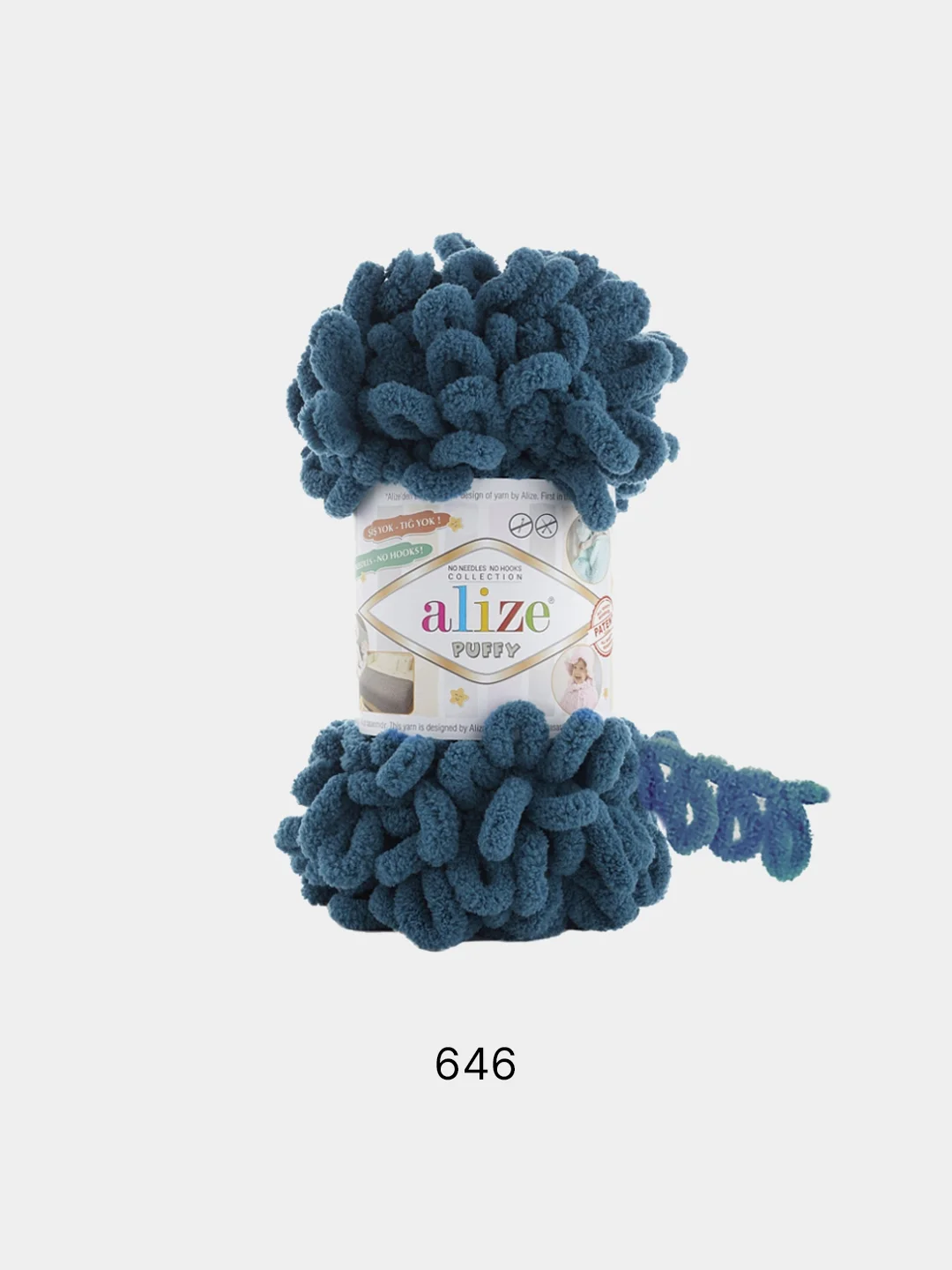 Тёмно-серый пряжа Alize Puffy, петельки, 5 штук, разные цвета