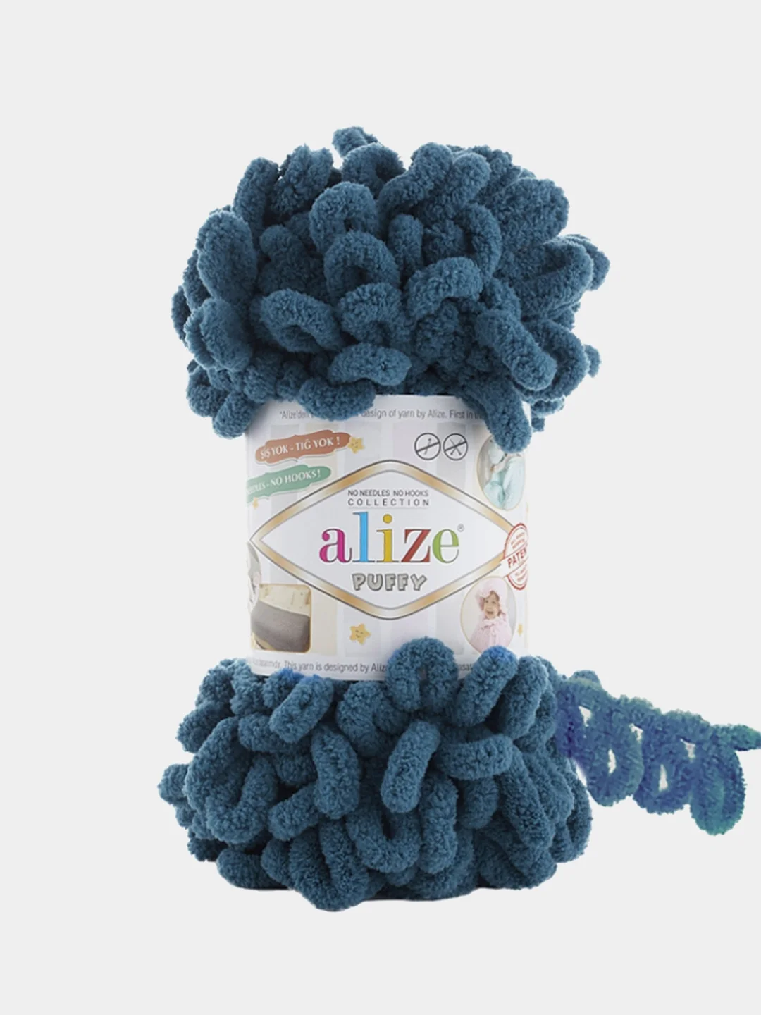 Тёмно-серый пряжа Alize Puffy, петельки, 5 штук, разные цвета