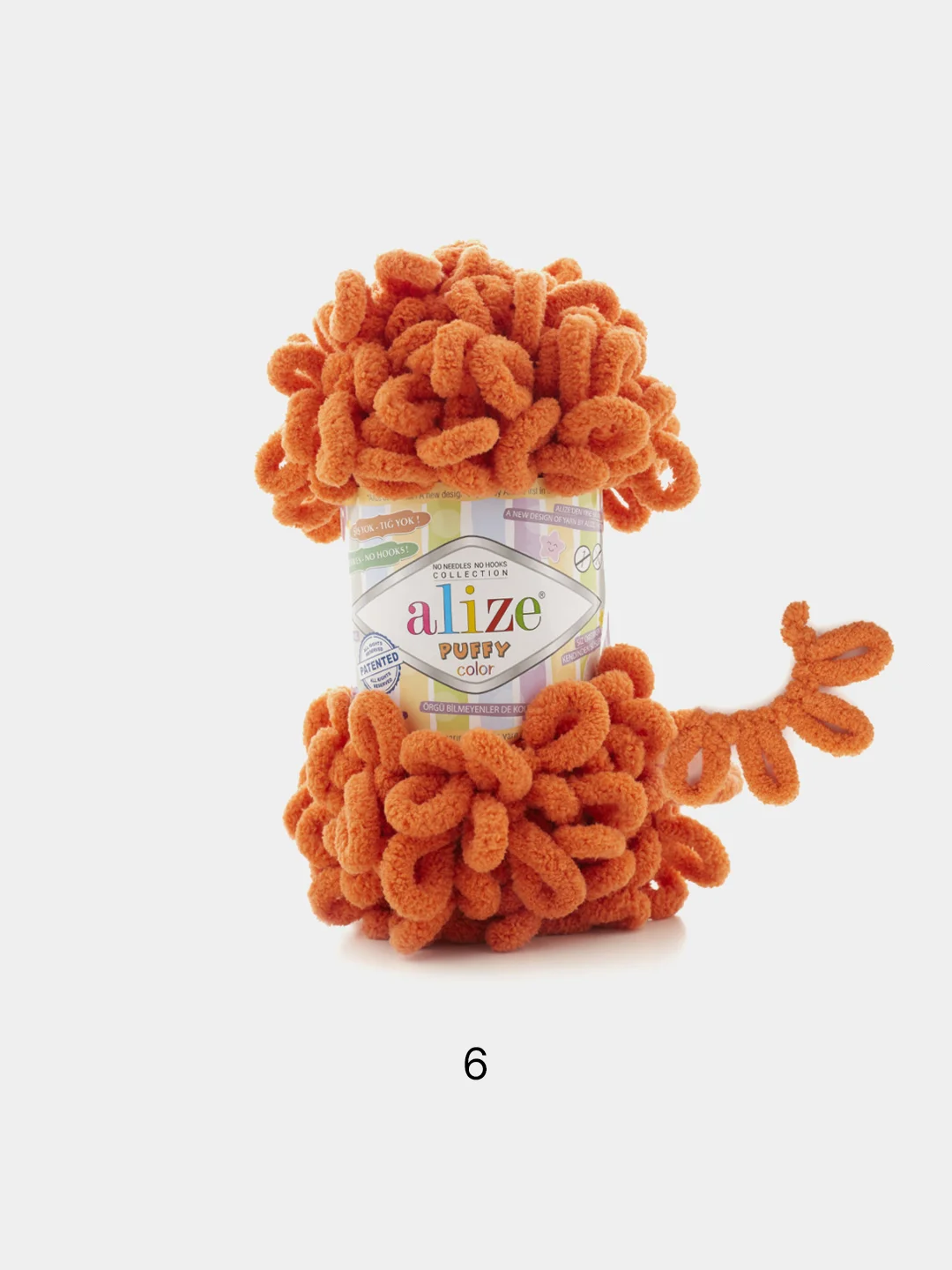 Оранжевый пряжа Alize Puffy, петельки, 5 штук, разные цвета