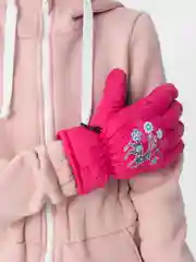 Розовый горнолыжные детские перчатки