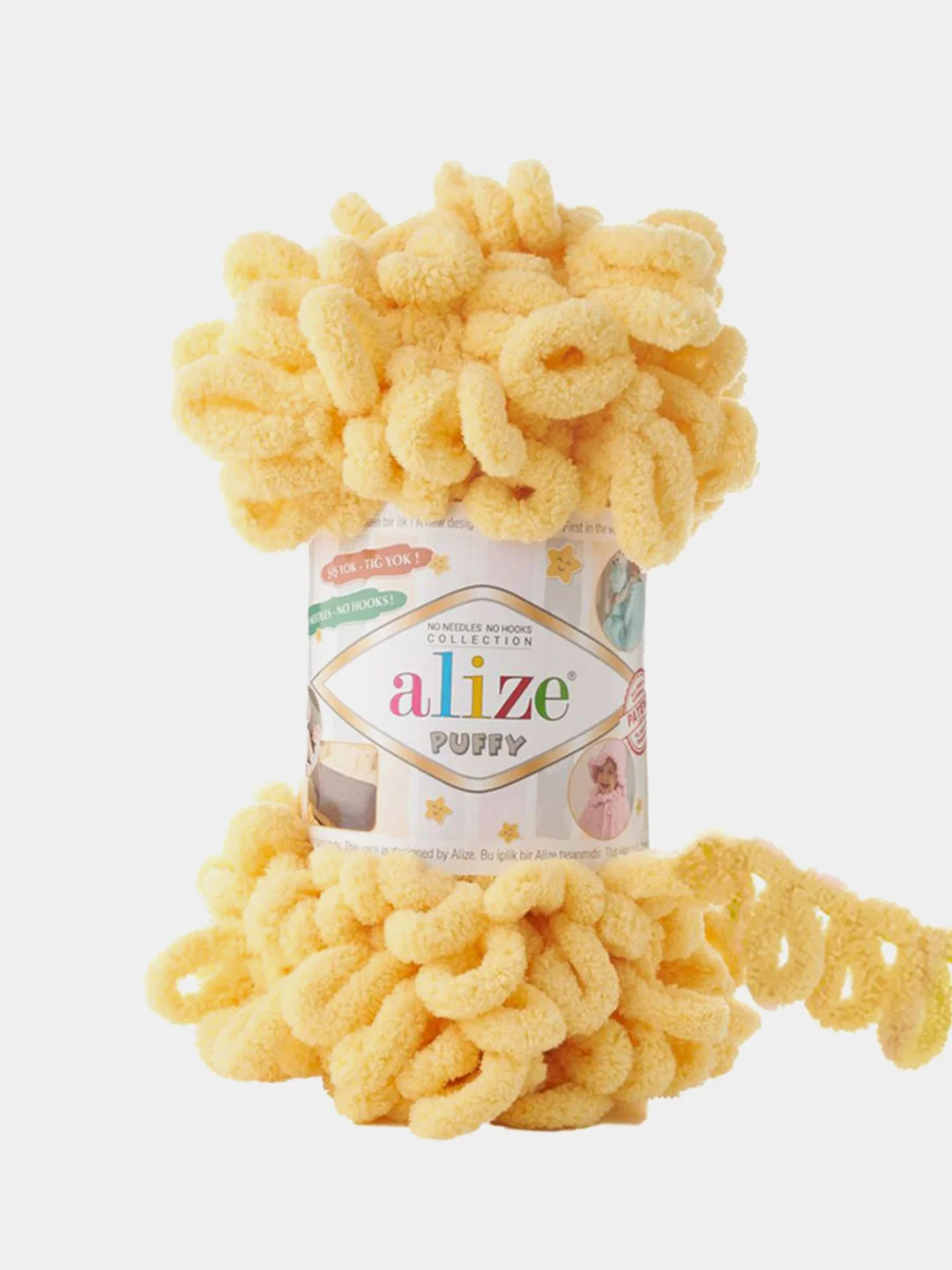 Светло-жёлтый пряжа Alize puffy петельки