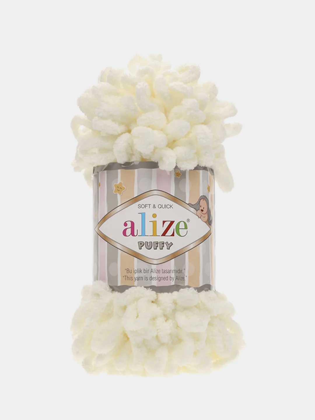 Кремовый пряжа Alize puffy петельки