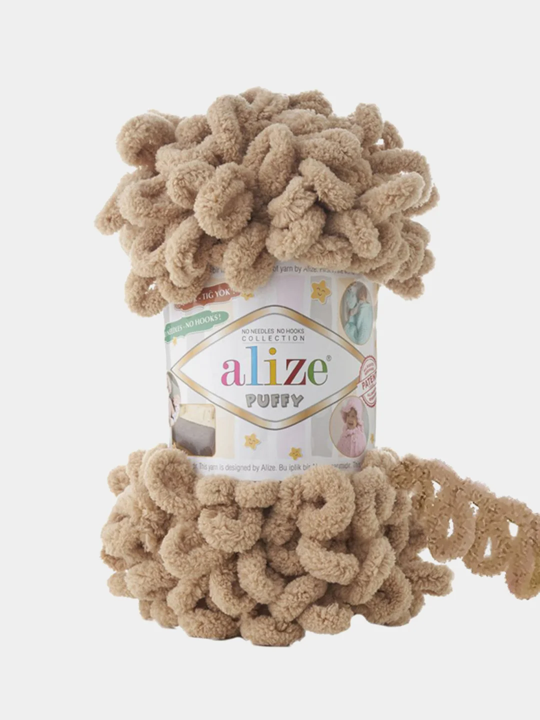 Бежевый пряжа Alize puffy петельки