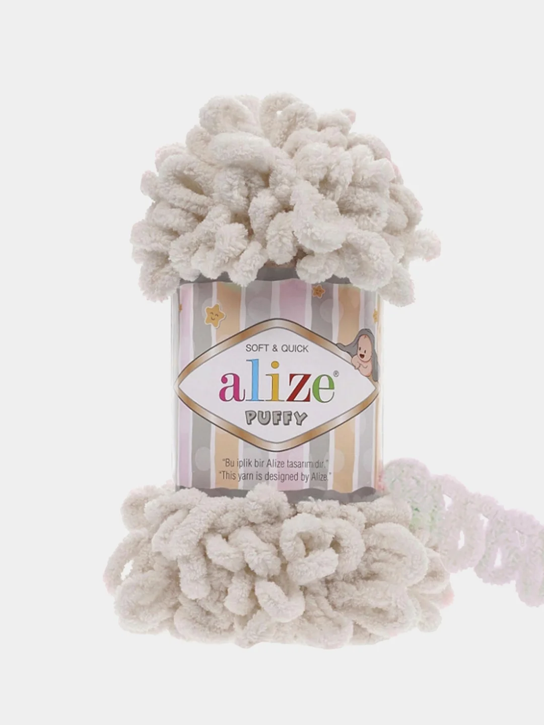 Слоновая кость пряжа Alize puffy петельки