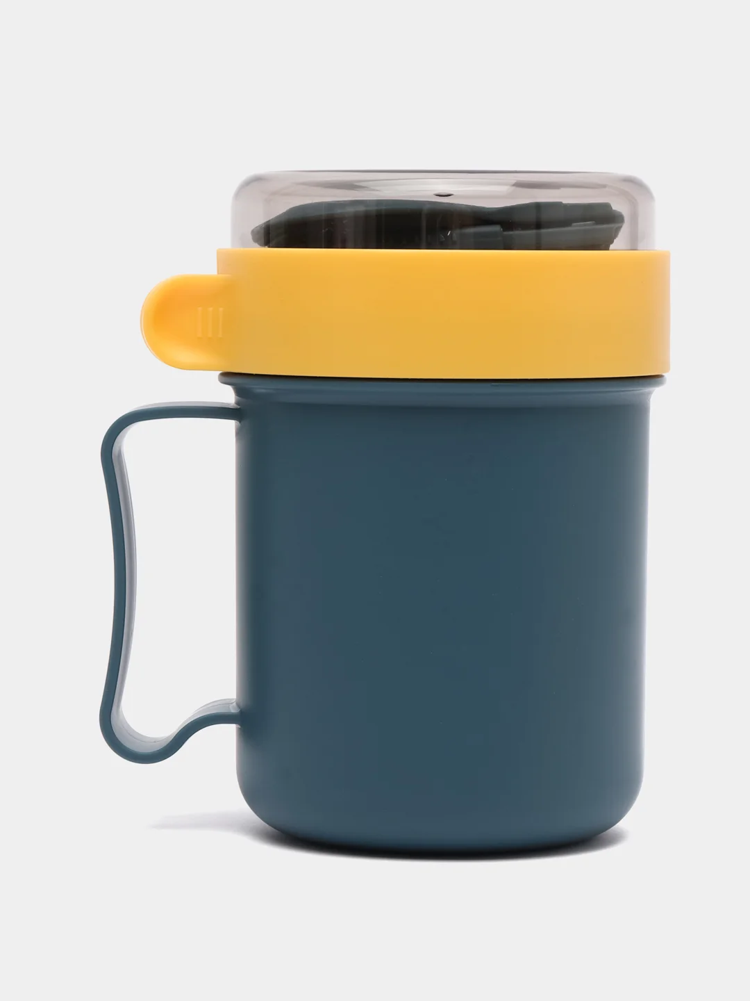 Темно-синий ланч-бокс "Cup" супница для пищи, ланчбокс контейнер для еды с ручкой и вилкой 500 мл