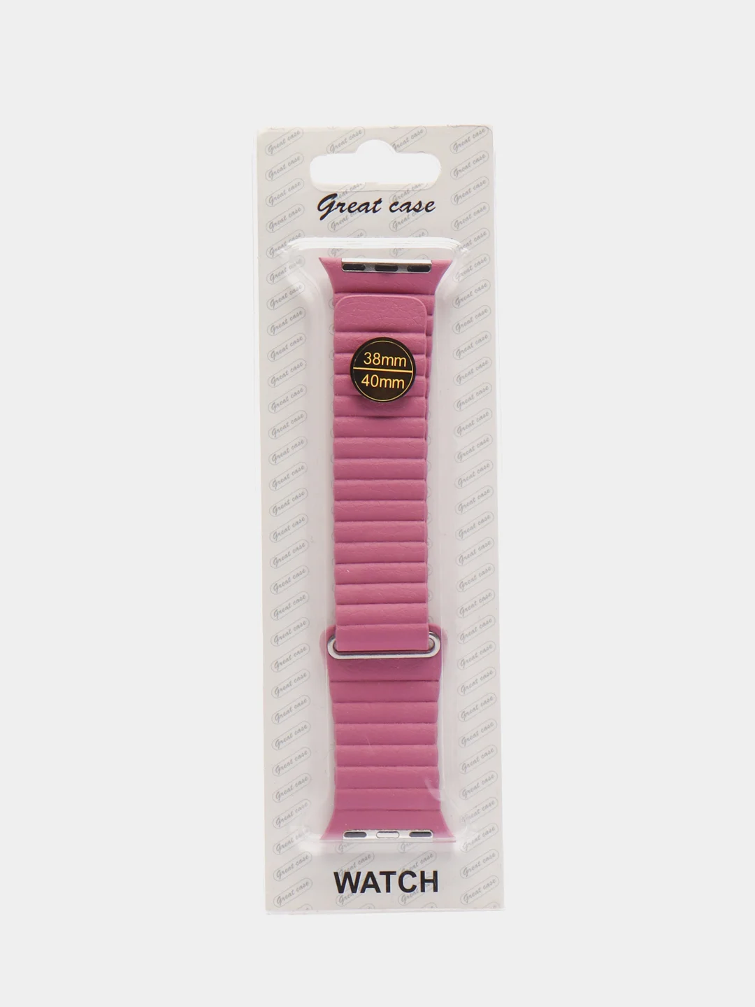 Розовый ремешок кожаный для Apple Watch 38/40mm, 42/44mm.
