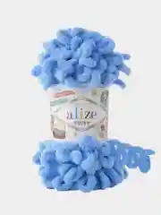 Синий меланж пряжа Alize puffy петельки