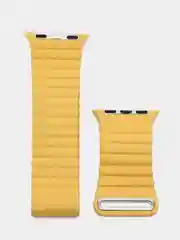 Желтый ремешок кожаный для Apple Watch 38/40mm, 42/44mm.