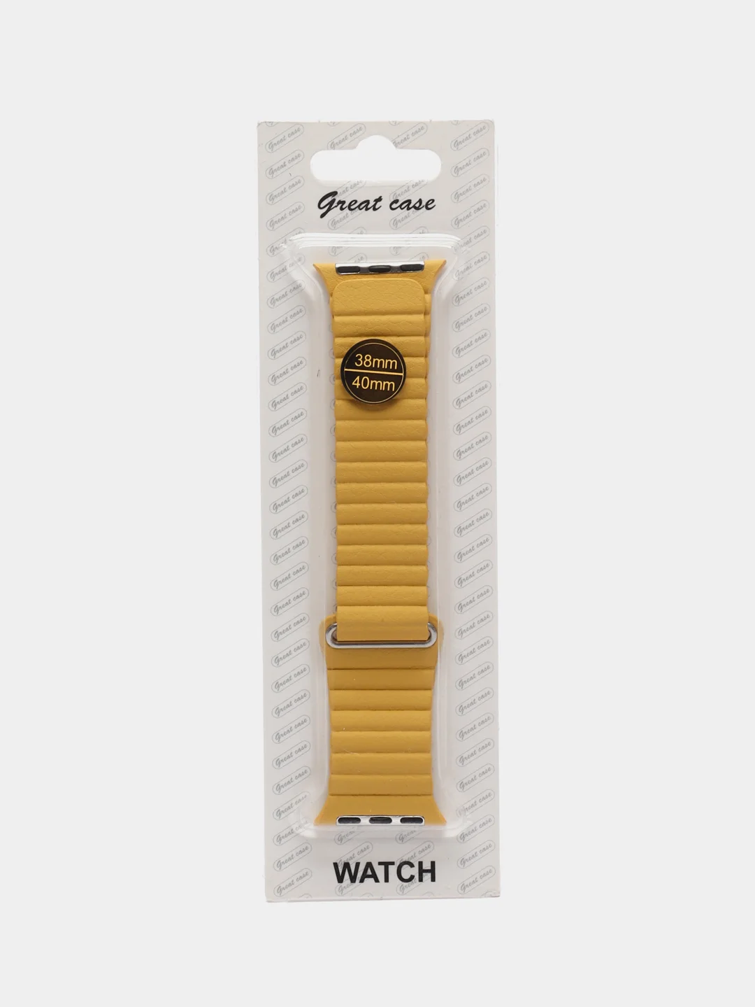 Желтый ремешок кожаный для Apple Watch 38/40mm, 42/44mm.