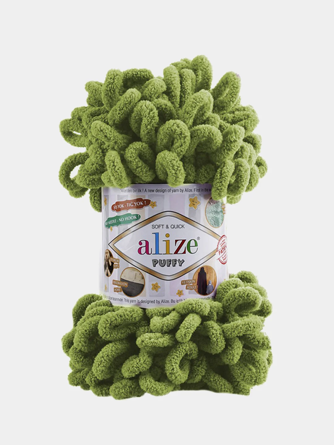 Зеленый пряжа Alize puffy петельки