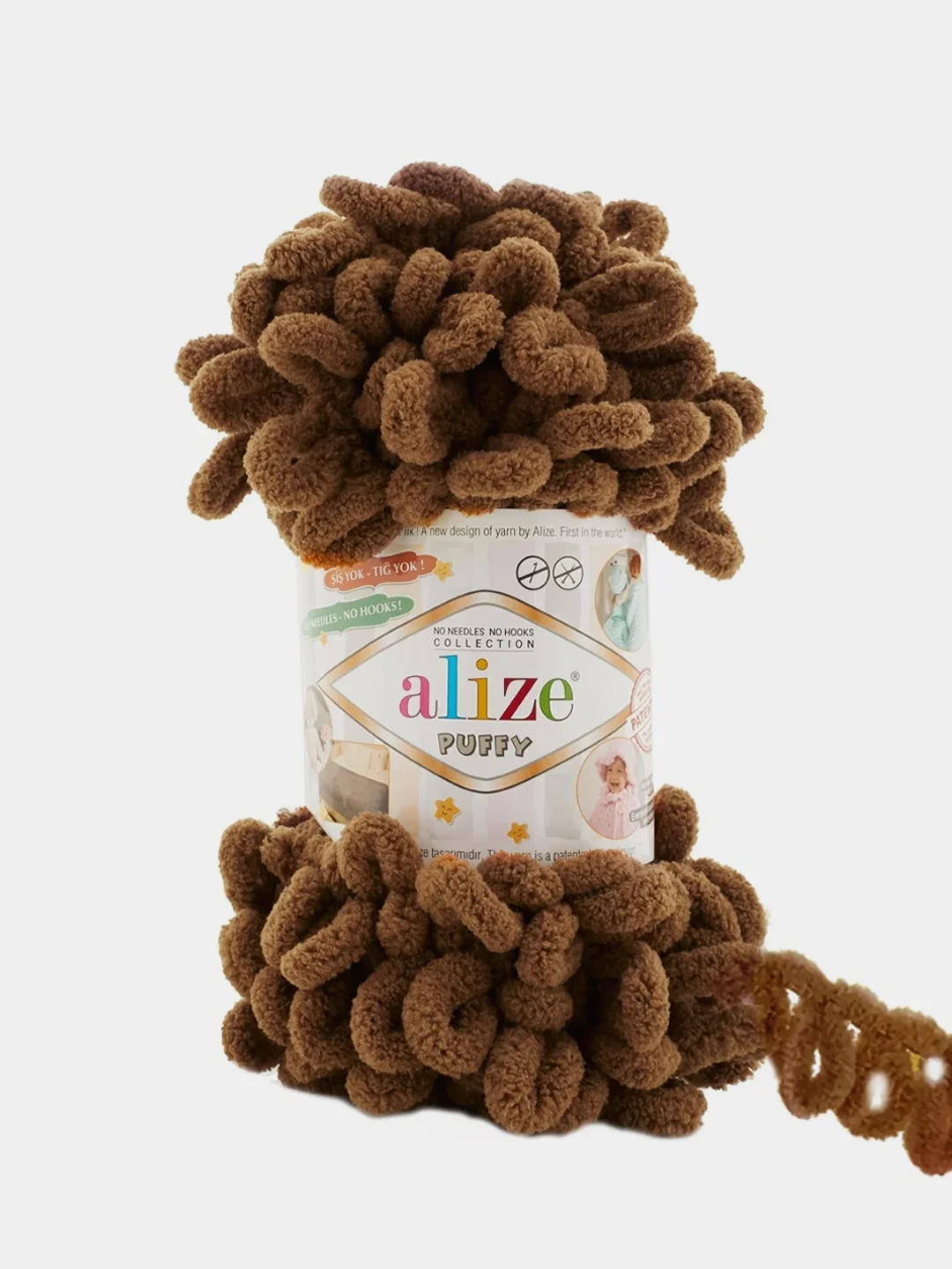 Тёмно-коричневый пряжа Alize puffy петельки