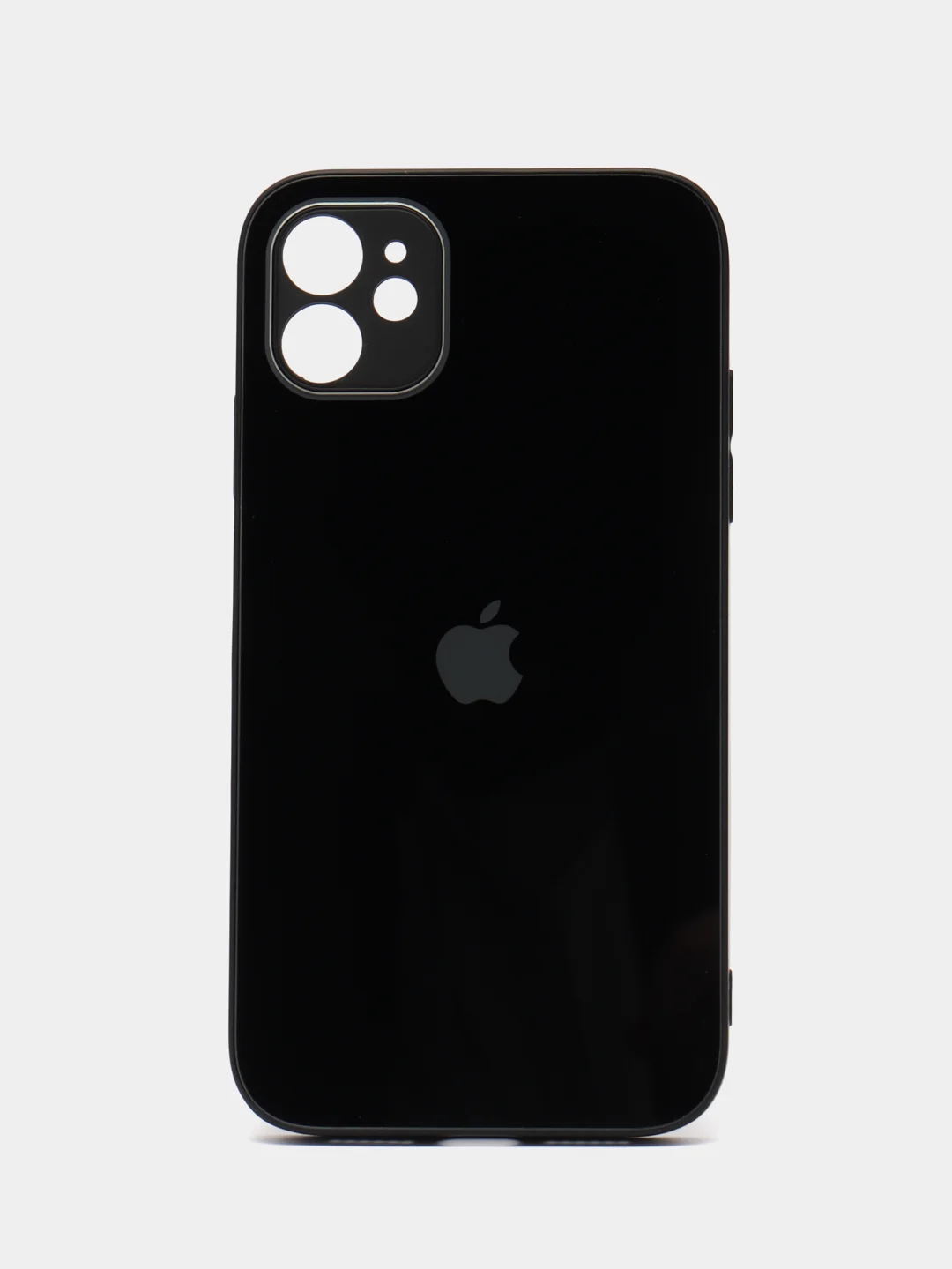 Черный чехол силиконовый со стеклянной панелью для iPhone 11