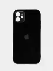 Черный чехол силиконовый со стеклянной панелью для iPhone 11