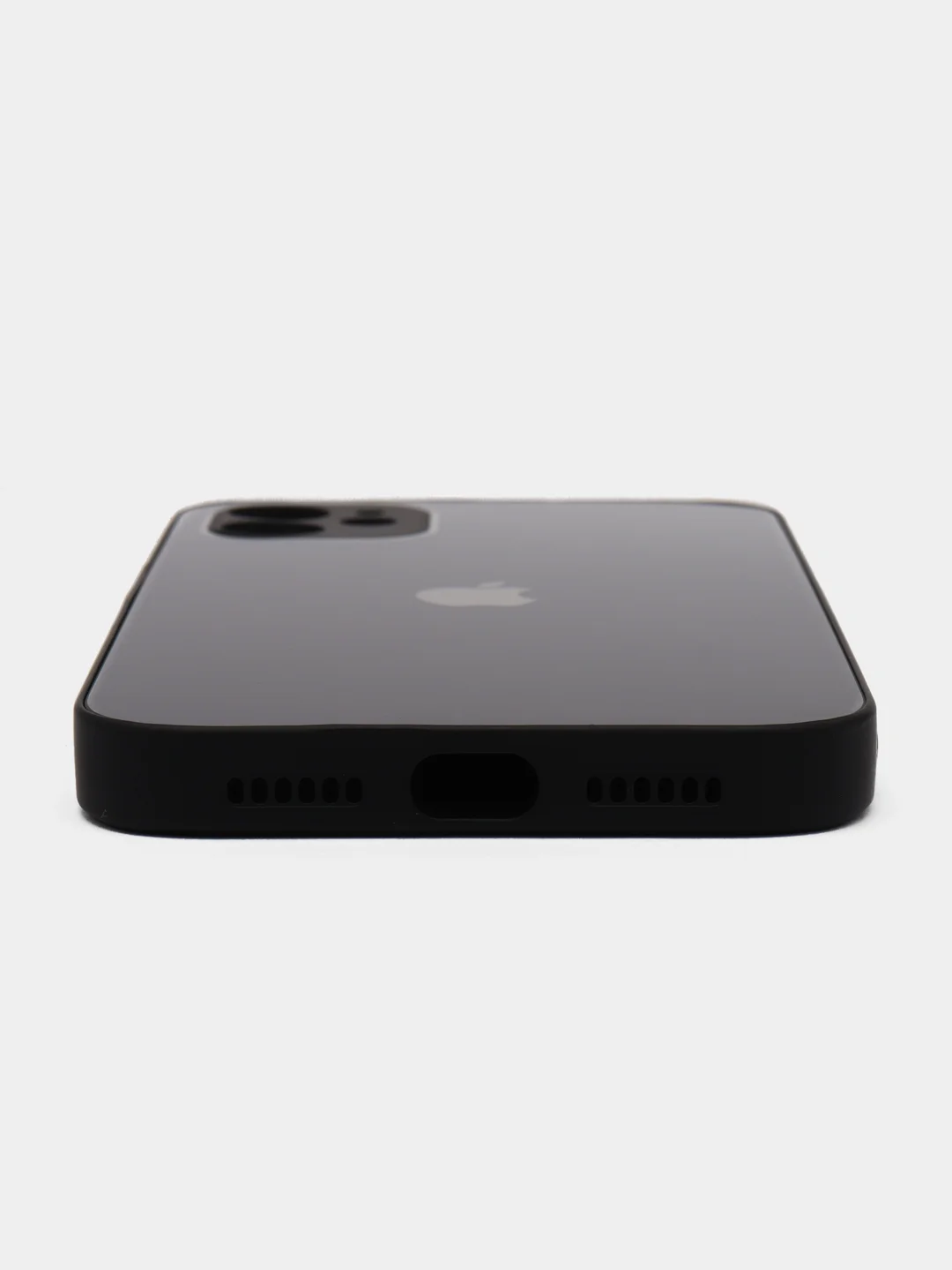 Черный чехол силиконовый со стеклянной панелью для iPhone 11
